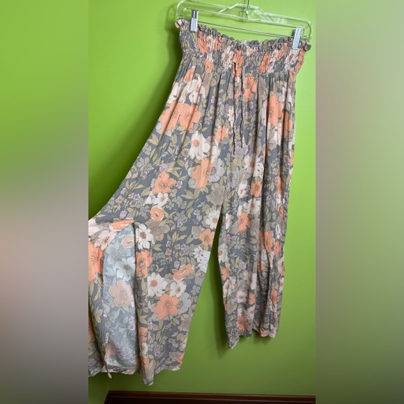 Andthewhy rayon floral stretch waistband open slit pants size M Pit - Picture 2 of 10